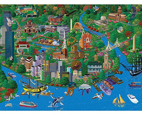 Bits and Pieces - 1000 Piece Jigsaw Puzzle for Adults - Boston City View - 1000 pc Charles River Jigsaw by Artist Joseph Burgess