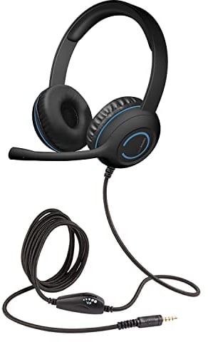 Cyber Acoustics AC5002 auricular con micrófono Binaural Diadema Negro, Azul - Auriculares con micrófono (PC/Juegos, Binaural, Diadema, Negro, Azul, Alámbrico, Supraaural)