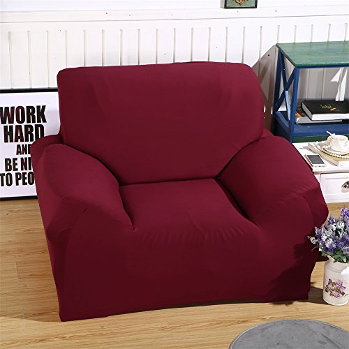 ele ELEOPTION Sofa Überwürfe Sofabezug Stretch elastische Sofahusse Sofa Abdeckung in Verschiedene Größe und Farbe Herstellergröße 95-140cm (Weinrot, 1 Sitzer für Sofalänge 90-130cm)