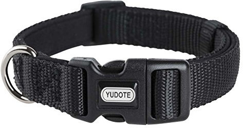 YUDOTE Adjustable Nylon Dog Collar with Soft Neoprene Padding for Puppies Small Sized Dogs Neck 25-38cm Black