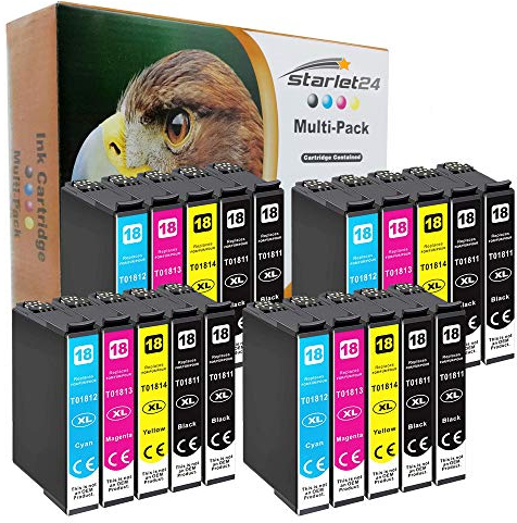 Starlet24 18XL 18 Multipack Kompatibler Ersatz für Epson 18XL 18 Druckerpatronen für Epson XP-305 XP-215 XP-225 XP-412 XP-422 XP-325 XP-312 XP-315 XP-205 XP-415 XP-425 Drucker, 20er Pack