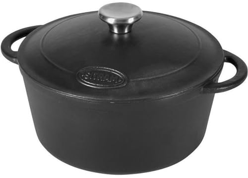 Sitram 711075 COCOTTE TRADIFONTE Ronde en Fonte émaillée 4 litres, Diam. 24 cm - Extérieur et intérieur Noir - Toutes Sources de Chaleur y Compris Induction - Idéale pour Repas de 4 à 5 Personnes