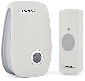 LLOYTRON® MIP System 3 Doorbell Kit with 32 Melody Plug-in Chime Receiver and Battery Operated Bell Push - 200m Wireless Range - Easy Set-up - Mains Powered Receiver - B7532WH - White