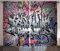 ABAKUHAUS Städtisch Rustikaler Vorhang, Graffiti Grunge Wandkunst, Wohnzimmer Universalband Gardinen mit Schlaufen und Haken, 280 x 260 cm, Grau Pink