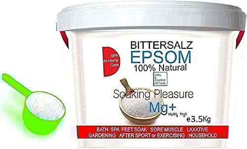 Sal Epsom, Baño Relax, 100% Natural, Mejora la Circulación, Elimina Toxinas, Reduce Dolores Musculares, Exfoliante Corporal, Cuidado Uñas, Pie de Atleta, 3.5 kg