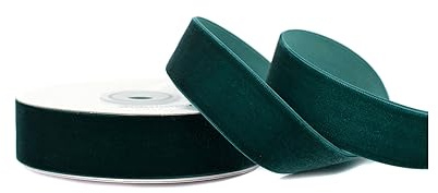Creativery Samtband 25mm x 5m Rolle - Farbauswahl in 3/6/10/16/22/25/50mm - farbecht & waschbar - Schleifenband zum Nähen - Geschenkband zum Verpacken Dekorieren Basteln - Dunkelgrün 593