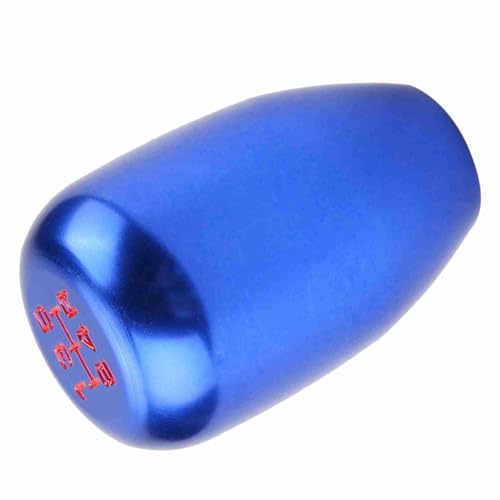 Qiilu Auto 5-Gang Schaltknauf, Schalthebel mit 3 Adaptern 8/10/12mm(Blau,Die Schrift auf dem ist rot)