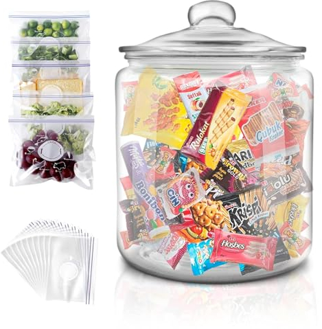 Masthome Barattolo per Biscotti in Vetro, Barattolo Vetro con Coperchio,Vaso di Conservazione,3.9L,Bocca Larga,Trasparente,Biscottiera Ermetico per Biscotti, Dolciumi,Cereali e Altri Alimenti