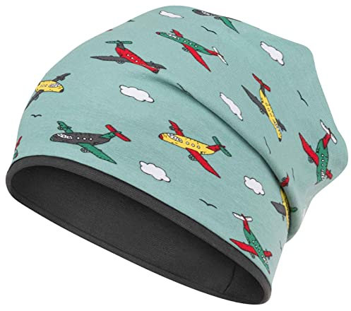 Mütze Junge Kindermütze Übergangsmütze Baumwolle Beanie doppellagig, Größe: 50/52, Farbe: mintgrün