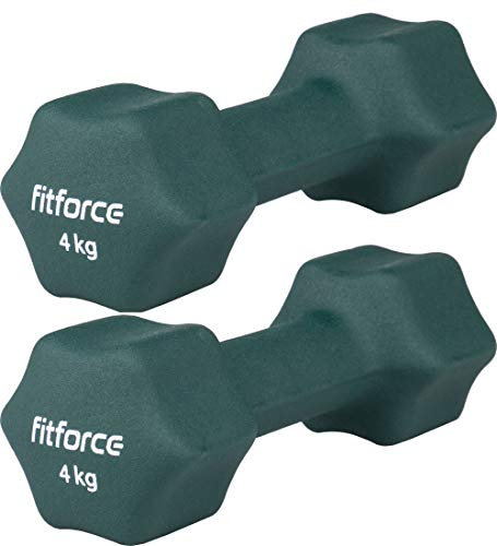 ARCORE Fitforce Paar Neopren Training Fitness Hanteln 0,5kg 1kg 1,5kg 2kg 3kg 4kg rutschfest Hantelset Workout Gewichte für Damen Männer Kinder Krafttraining Gymnastik (4kg Oliv)
