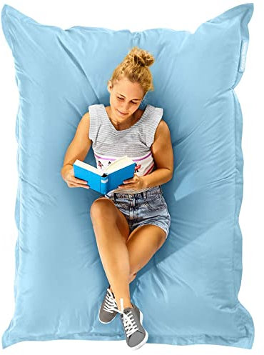 Green Bean© Pouf XXL 140x180cm 380L Enfants&Adultes Bean Bag Remplissage de Perles EPS Pouf Géant Grand Extérieur Outdoor Coussin Repos Siège Sol Lavable Résistant aux Intempéries Lounge Bleu Clair