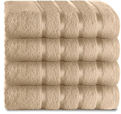 GC GAVENO CAVAILIA Fade Resistant Luxury, Extra Absorbent 100% Ringspun Egyptian Cotton 500 GSM Bathroom Set, Natural, 4 Pk Hand Towel