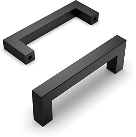 Amerdeco 20 Stück Möbelgriffe Edelstahl Schwarz Schrankgriffe Küchengriffe 96mm Lochabstand Schubladen Griffe Zinklegierung Schubladengriffe Griffe für Küchenschränke Kleiderschrank