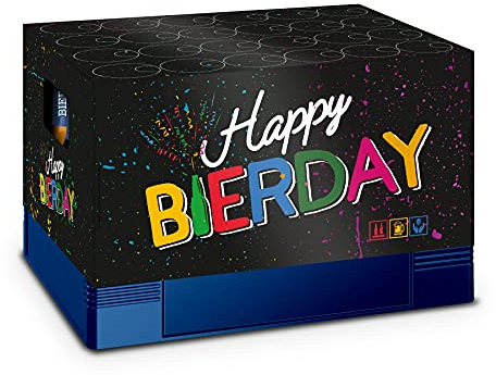 itenga Bierkasten Geschenkverpackung Happy Bierday Hülle zum Aufstecken auf Bierkasten