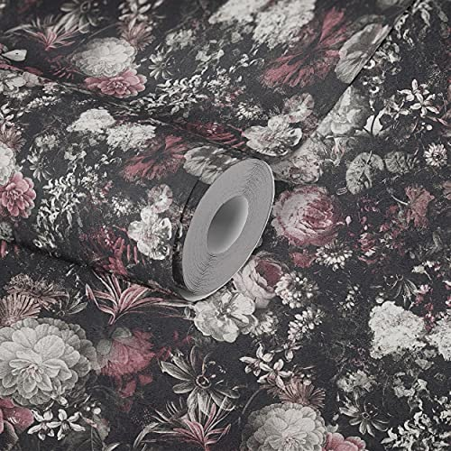 Livingwalls Blumentapete Mata Hari Tapete floral Vliestapete rot schwarz weiß matt fein strukturiert 380952