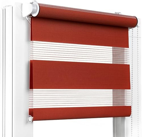 Fenster DEKOR - Rollos für Fenster Kastanie - Klemmfix Rollo ohne Bohren B75 x H230 cm - Doppelrollo mit Einer Breiten Auswahl an Größen und Farben - Blickdichte Rollos, einfach zu montieren