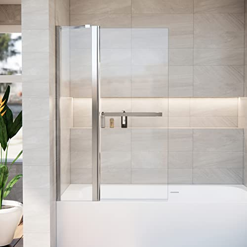 36 in. W x 55 in. H Bathtub Shower Door with Towel Bar, liftable and Foldable Rectangular Bathtub Screen, can be Installed on Both Left and Right Sides