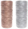 Uiopa 2 Rouleaux Cordon Métallique Fil Dore 1,5mm x 100m, Ficelle Corde Ruban Doré, Ficelle Noel pour l'Emballage Cadeau, Fabrication de Bijoux, Artisanat de Bricolage (Or Rose + Argent)