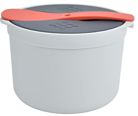 Cuociriso a Microonde, Cuociriso e Pasta a Microonde da 2 Litri Materiale PP per Alimenti Set Fornello di Riso a Microonde con Coperchio Cucchiaio di Riso Colino Pentola Fumante Cuociriso(arancia)