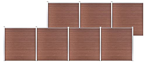 Goliraya Gartenzaun WPC-Zaun Sichtschutzzaun Lamellenzaun Windschutz Sichtschutz Zaun Steckzaun Systemzaun Garten 1218x186cm Braun Aluminiumstange