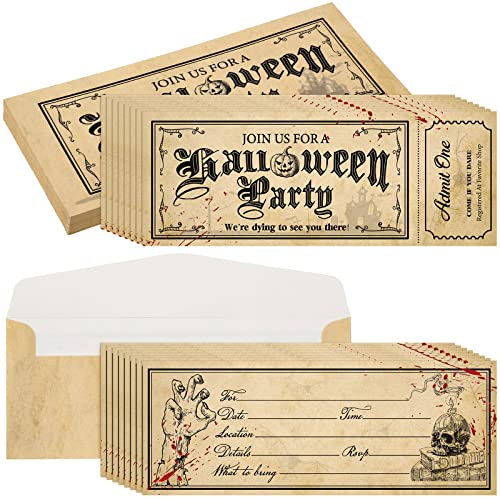 25 Stück gruselige Halloween-Party-Einladungen Halloween-Party-Einladungen mit Umschlägen, Halloween-Geburtstagseinladungen, Karte, gruseliges Thema, leere Einladungen für Kinder, Party, Babyparty