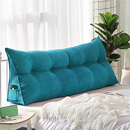 UVCMDUI Rückenkissen Bett, Grosse Kissen Keilform Rückenlehne Kissen für Bett & Sofa,Blau,100cm/39.4in