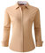 Alex Vando Womens Dress Shirts Regular Fit Long Sleeve Stretch Work Shirt, Khaki, Small