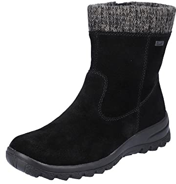 Rieker L7165-00 Stivali da donna resistenti all'acqua in pelle scamosciata nera, Nero , 36 EU