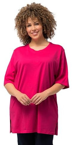 Ulla Popken, Damen, große Größen, Basic-Shirt, Rundhals Magentapink 62-64
