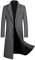Trench Coat extra long en laine pour homme Manteau d'hiver en cachemire Coupe ajustée Coupe-vent, Gris extra long, L