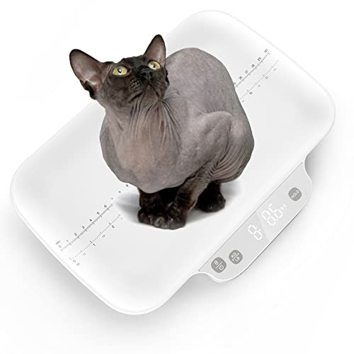 Balance pour animal de compagnie pour chiot et chaton nouveau-né, balance pour chat avec coche de 30 cm de longueur pour mesurer le poids et la longueur des animaux de compagnie, 15 kg (± 1 g)