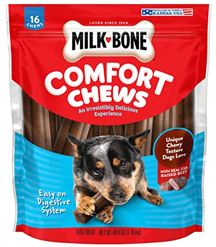 Milk-Bone Comfort Chews, Dog Chews with Unique Chewy Texture and Real Beef, 40.8 Oz. Bag (16 Chews)