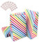 Gvolatee 50 Pezzi Sacchetti Regalo Bambini con 84 Adesivi, a Strisce Arcobaleno, Bustine per Compleanni, Matrimoni, Feste, Halloween