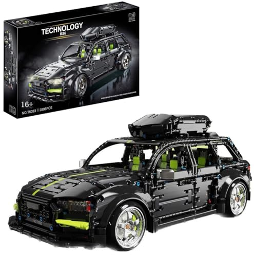 Technik Auto für Aodi RS6, 1:10 Groß Automodell Bausatz, 2896 Teile Klemmbausteine Auto MOC Bausatz, Kompatibel mit Aodi RS6 Technik