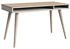möbelando Schreibtisch Victor in Eiche SAEGERAU NB + Weiss. Abmessungen (BxHxT) 120x73x60 cm
