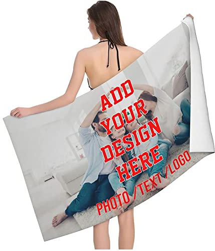 YGM Personalisiertes Strandtuch.Personalisierte Namen Personalisiertes Strandhandtuch mit Foto/Bild/Text/Name.Mikrofaser Badetuch groß,Microfaser Handtücher leicht und schnelltrocknend (50x100cm)