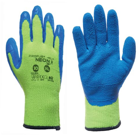12 Paar Arbeitshandschuhe Mechanikerhandschuhe Neon Gelb Blau Latex Gr. 10 (Neon-12)