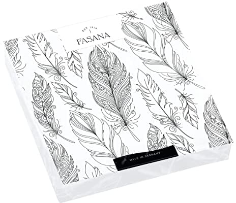 20 Servietten Graue Federn auf weiß | elegant | Vögel | Bauernhof | Tischdeko | Decoupage | Serviettentechnik 33x33cm