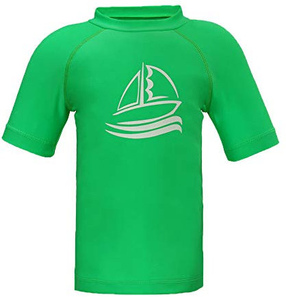 LACOFIA Jungen Kurzarm Badeshirt Kinder Sonnenschutz Schwimmshirt Kinder Rashguard Schnelltrocknendes Grün Druck 13-14 Jahre/158-164