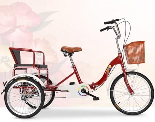 Klappbares Cruiser-Dreirad,höhenverstellbarer Lenkersattel,Rollerfahrrad für Erwachsene,3-Rad-Dreiräder mit Feststellbremshebel,Pedal-Dreiräder,Tandem-Fahrrad mit verstecktem Korb,Belastung 250kg