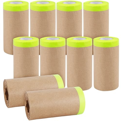 PEUTIER 10 Rouleaux Papier de Masquage, Ruban de Masquage de Peinture 15mx15cm papier masquage peinture Adhésif pour Meubles de Maison Protection de Carrosserie de Voiture Jupe de Revêtement Mural