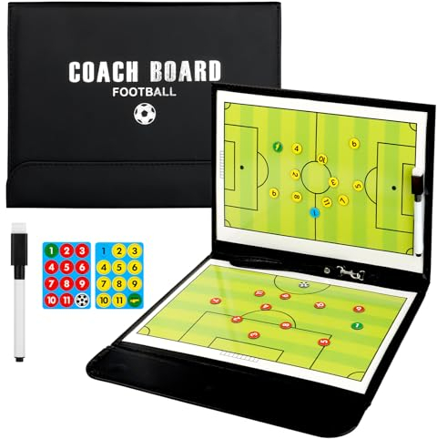 KEWUZY Fußball Taktiktafel, Fußball-Board mit Magneten, Taktikboard Fussball, Soccer Taktikboard, Trainermappe mit Boardmarker, Magnetische Schachfiguren, für die Schulung oder Spielanalyse
