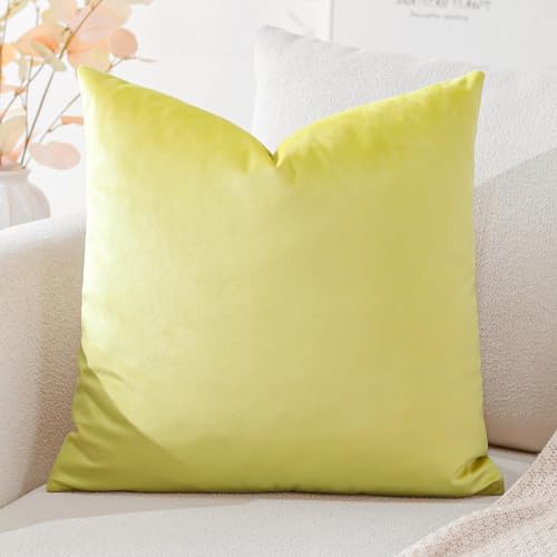 Artscope Federe Cuscini in Velluto Minimalista Copricuscino Colorato per la Decorazione Domestica Soggiorno Camera da Letto Divano 50x50cm, Giallo Limone