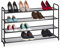 Relaxdays Schuhregal, 16 Paar Schuhe, HxBxT: 65 x 100 x 25,5 cm, Metall Schuhablage, schmal, 4 Ablagen, Flur, schwarz