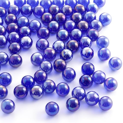 DomeStar 1LB Glass Marbles Bulk, Round Blue Marbles 0.63 Inch Vase Fillers for Home Decor