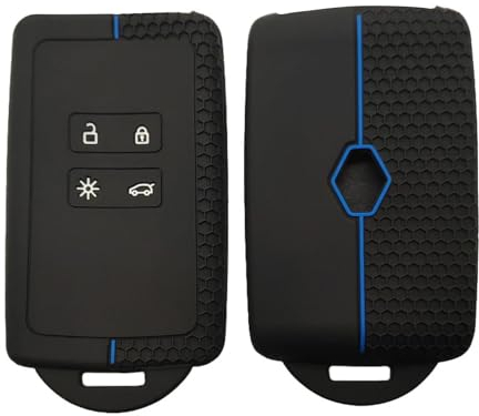 Lot de 2 Coques de clé de Voiture pour Renault Clio Megane Koleos Kadjar Kangoo Twingo Talisman Captur Espace Dacia Duster Coque- Coque de clé en Silicone - 3 Boutons (Bleu Foncé)