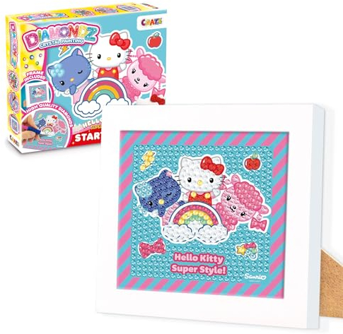 DIAMONDZ CRYSTAL PAINTING Starter Set HELLO KITTY - Diamond Painting Kinder Hello Kitty Schablone, DIY Diamant Malerei Kinder Bastelset, 15x15cm