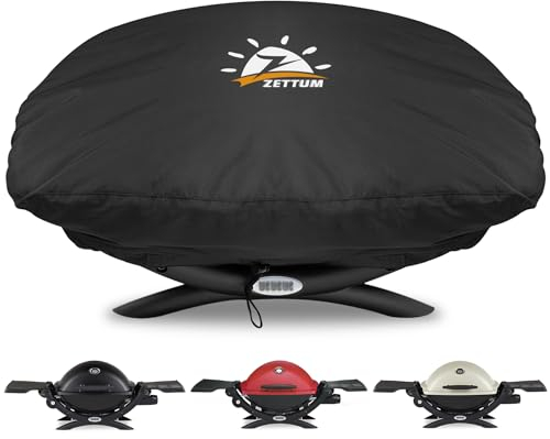 Zettum Copertura per Barbecue Q200/2000 Serie, 7111 Copri da Esterno per BBQ griglia a gas, Telo Protettivo 600D Tessuto Oxford in PU per Weber Q2200, Q2000, Q2400, Q200, Q220 (38 L x 83 W x 49 H cm)
