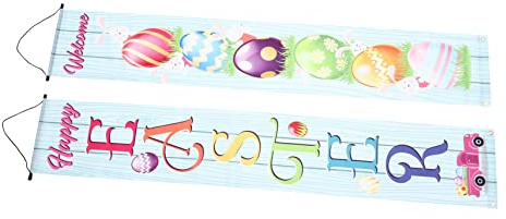 POPETPOP 1paar Easter Porch Sign Für Frühlingsfeiern Langlebiges Dekorativer Türbanner Mit Hasen Und Eiern Für Innen Und Außendekoration