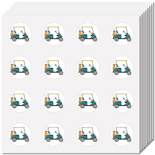 CREATCABIN 128Pcs Golf Cart Stickers Small Round Decal Self-Adhesive Waterproof Planner Sticker Bulk Stickers for Crafts Water Bottles Laptop Luggage Cup Computer Mobile Phone Skateboard 2.5x2.5cm